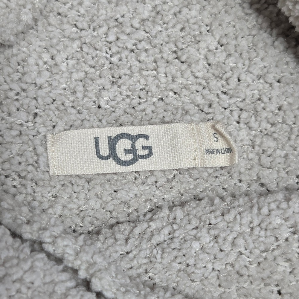 UGG Womens Fuzzy Mock Neck Sweater Light Gray Relaxed Fit Pullover 1018963 S - Picture 2 of 7